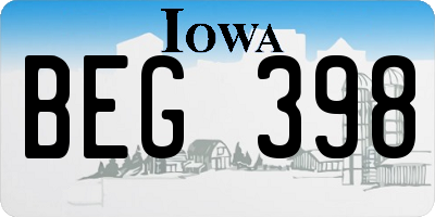IA license plate BEG398