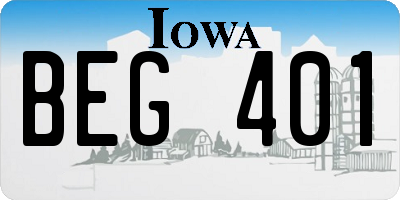 IA license plate BEG401