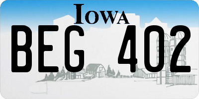 IA license plate BEG402