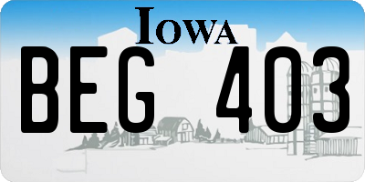 IA license plate BEG403