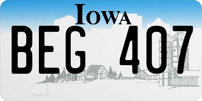IA license plate BEG407