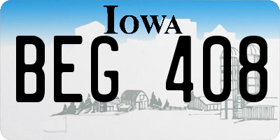 IA license plate BEG408
