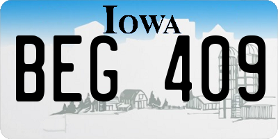 IA license plate BEG409