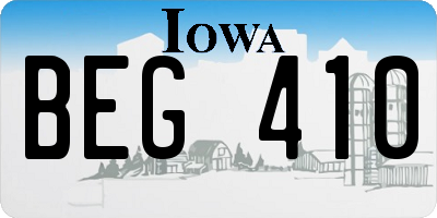 IA license plate BEG410