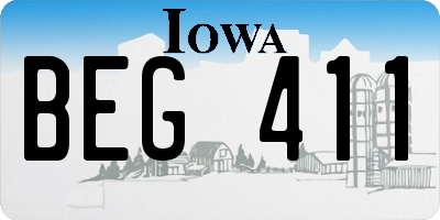 IA license plate BEG411