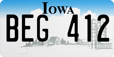 IA license plate BEG412