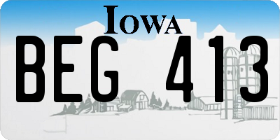 IA license plate BEG413