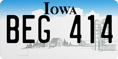 IA license plate BEG414