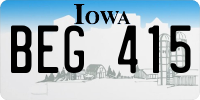 IA license plate BEG415