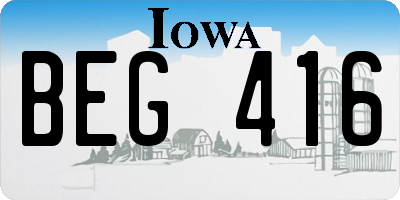 IA license plate BEG416