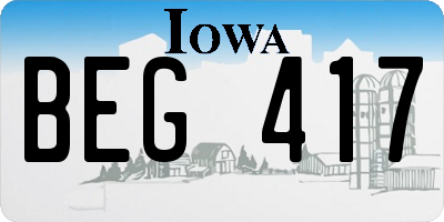 IA license plate BEG417