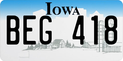 IA license plate BEG418