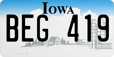 IA license plate BEG419