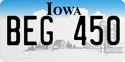 IA license plate BEG450