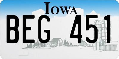 IA license plate BEG451