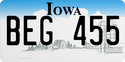 IA license plate BEG455