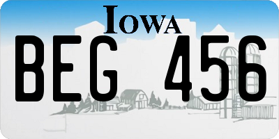 IA license plate BEG456