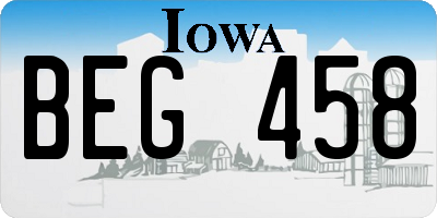 IA license plate BEG458