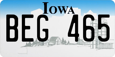 IA license plate BEG465