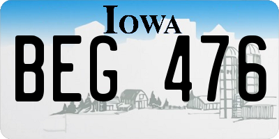 IA license plate BEG476