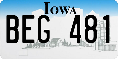 IA license plate BEG481