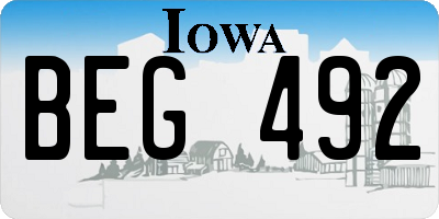 IA license plate BEG492