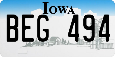 IA license plate BEG494