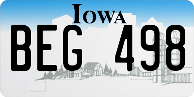 IA license plate BEG498