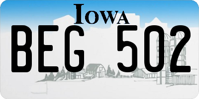 IA license plate BEG502