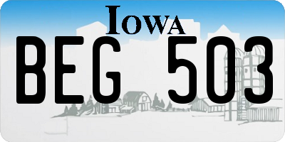 IA license plate BEG503