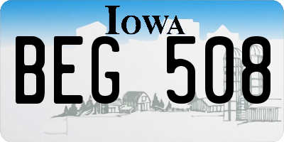 IA license plate BEG508