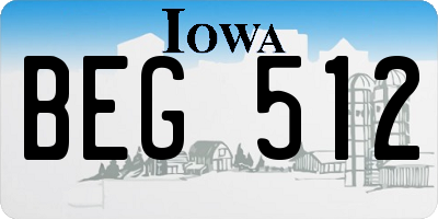 IA license plate BEG512