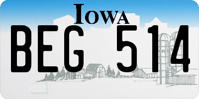 IA license plate BEG514