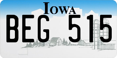 IA license plate BEG515