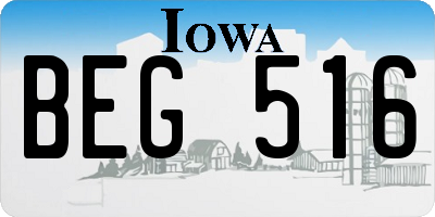 IA license plate BEG516