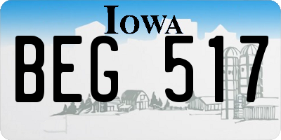 IA license plate BEG517
