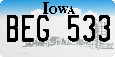 IA license plate BEG533
