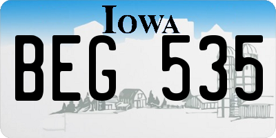 IA license plate BEG535