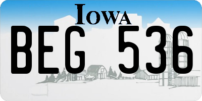 IA license plate BEG536