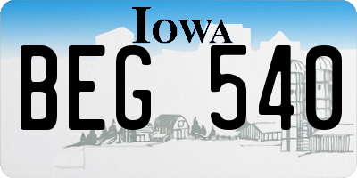 IA license plate BEG540