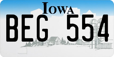 IA license plate BEG554