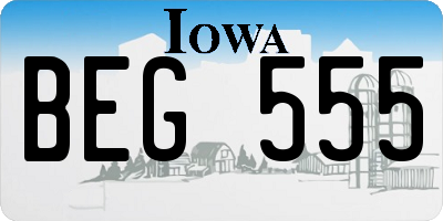 IA license plate BEG555