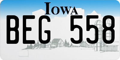 IA license plate BEG558