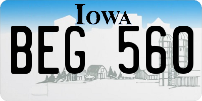 IA license plate BEG560