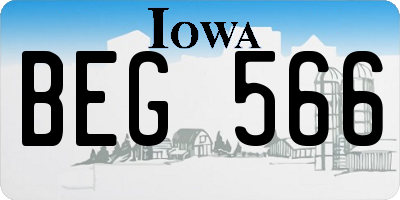 IA license plate BEG566