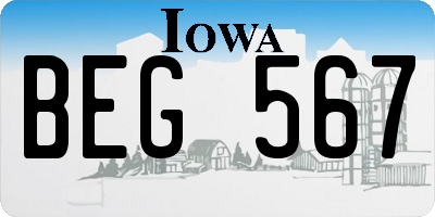 IA license plate BEG567