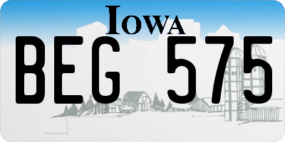 IA license plate BEG575