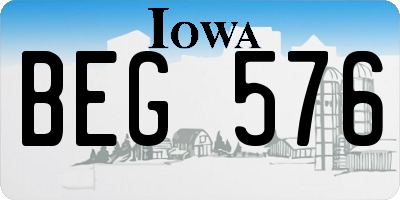 IA license plate BEG576