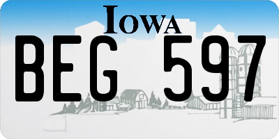 IA license plate BEG597