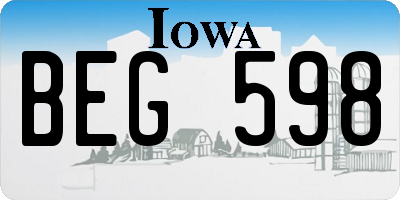 IA license plate BEG598